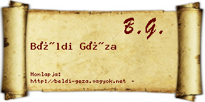 Béldi Géza névjegykártya